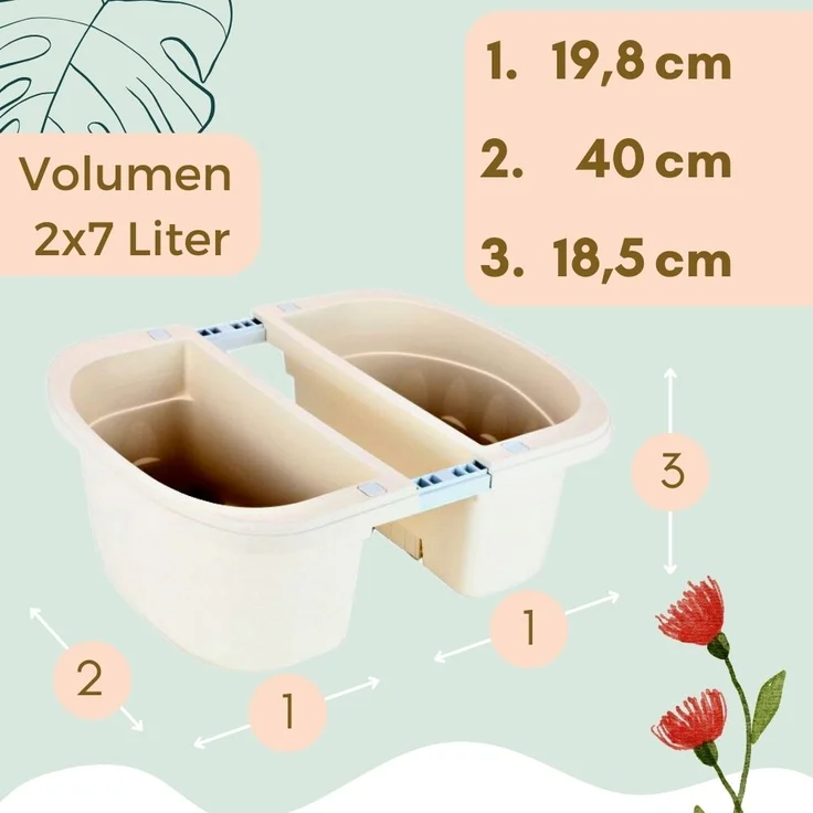 GarPet Blumenkasten Blumenkasten Beidseitig Doppelseitig Balkonkasten mit Halterung – Bild 2