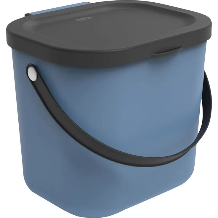 Rotho 'Albula' Biomülleimer mit Deckel, Kunststoff (BPA-frei), 6 Liter, Blau