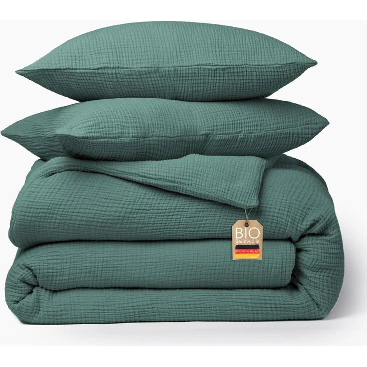 blanketino Bettwäsche Bettbezug Set aus 100% Musselin Bio-Baumwolle, atmungsaktiver Kissenbezug & Deckenbezug, Musselin, Made in Germany – Bild 1