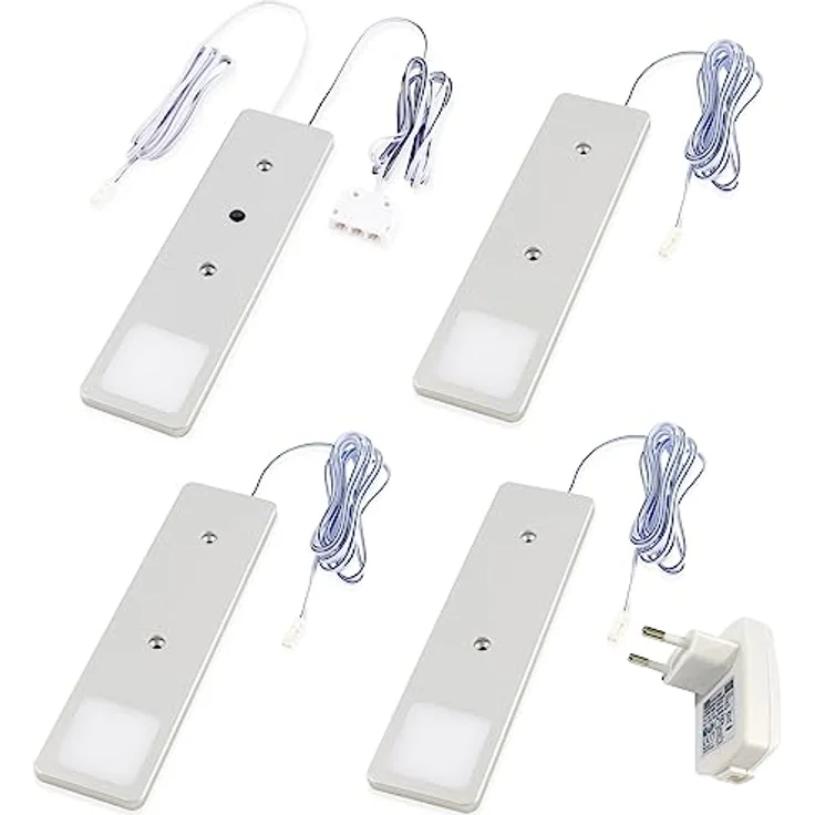 kalb LED Unterbauleuchte LED Unterbauleuchte Solid2, SET silbergrau, mech. Schalter, 3W, 4er Set warmweiß, warmweiß/neutralweiß – Bild 8