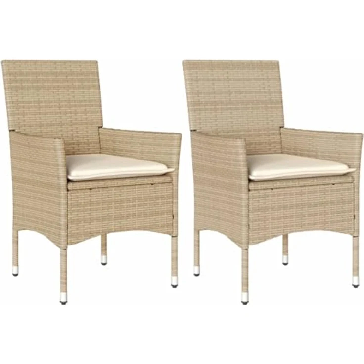 vidaXL Gartenstühle mit Kissen 2 Stk. Beige Poly Rattan 368113 – Bild 2