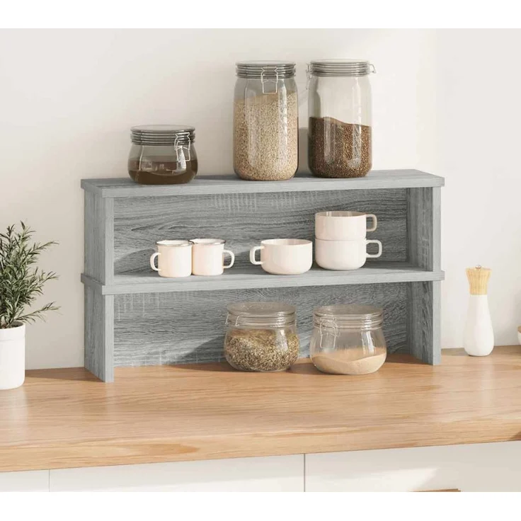 vidaXL Küchenregale Stapelbar 2 Stk. Grau Sonoma 50x15x16 cm 860492 – Bild 2