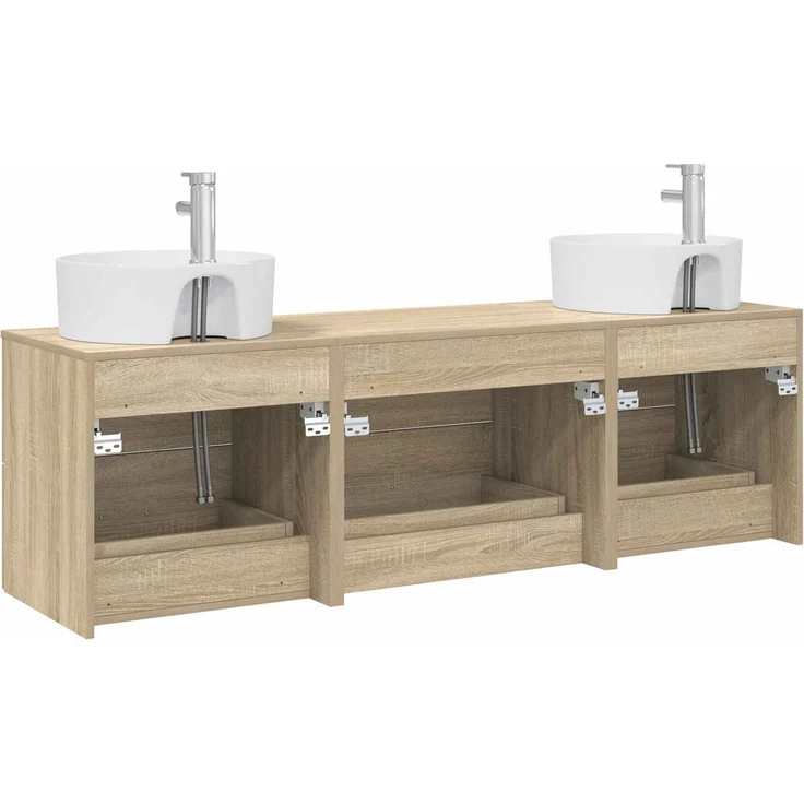 vidaXL Wandmontiertes Badezimmerschrank-Set 3 stk. Sonoma-Eiche 3405869 – Bild 7