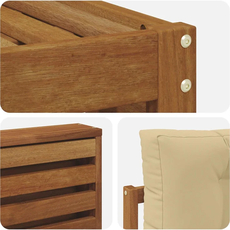 vidaXL Outdoor-Sofagarnitur 4 stk. 3-Sitzer Natur und Beige 3373268 – Bild 5