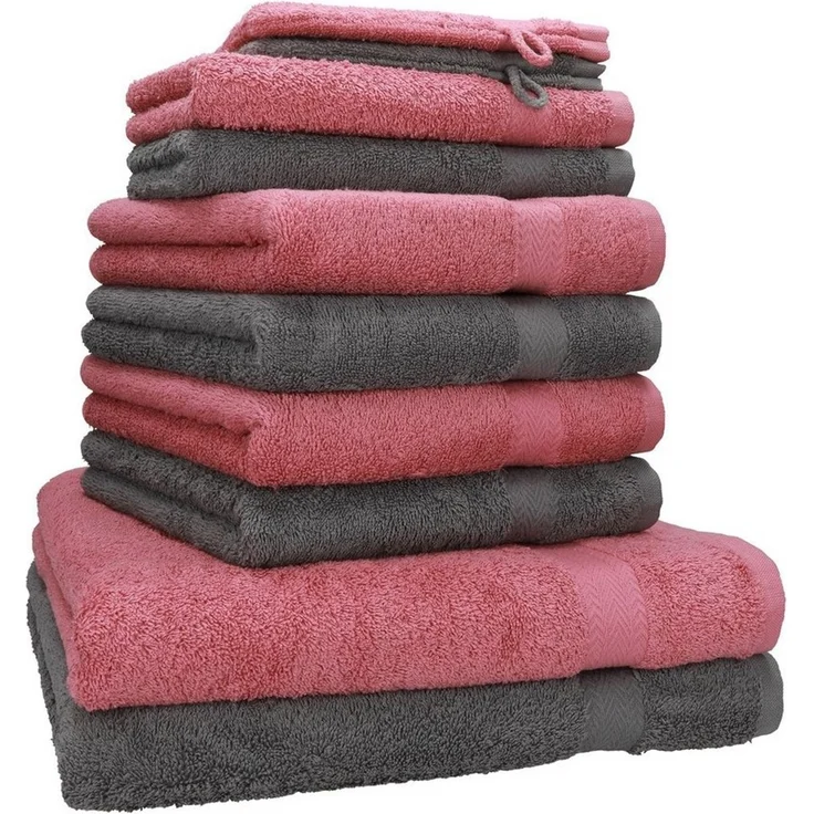 Betz Handtuch Set 10-TLG. Handtuch-Set Premium Farbe Altrosa & Anthrazit, 100% Baumwolle (Set, 10-St) – Bild 1