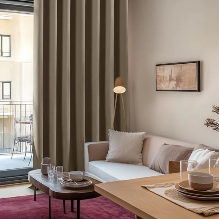 Deconovo Verdunkelungsvorhänge, wärmeisolierend, kälteisolierend, modernes Design mit Ösen, Vorhänge für Jungenzimmer, 107 x 138 cm (Breite x Höhe), Taupe, 2 Stück – Bild 3
