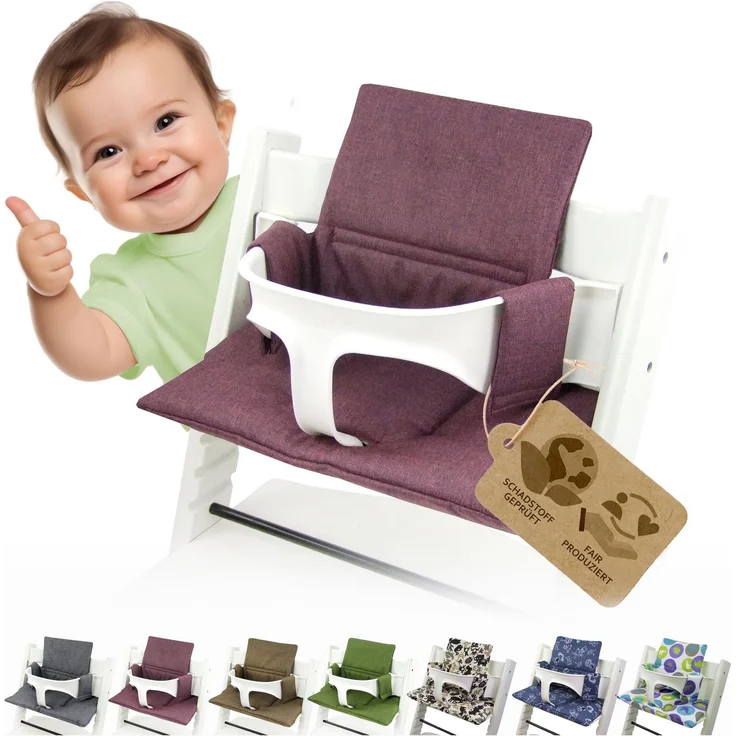 Ersatzbezug Kissen kompatibel mit Stokke Tripp Trapp M2 (meliert bordeaux) | Sitzkissen, Kissen-Set, weich, gepolstert, waschbar & langlebig