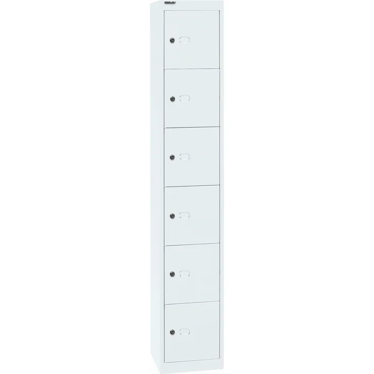 Bisley Schließfachschrank Office, 1 Abteil, 6 Fächer, T 457 mm, Farbe verkehrsweiß – Bild 2