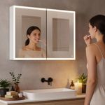 HOME DELUXE LED-Spiegelschrank EVE Schwarz - 100 x 80 cm