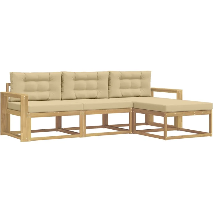 vidaXL Outdoor-Sofagarnitur 4 stk. Weiß und Beige Polyester 3386277 – Bild 2