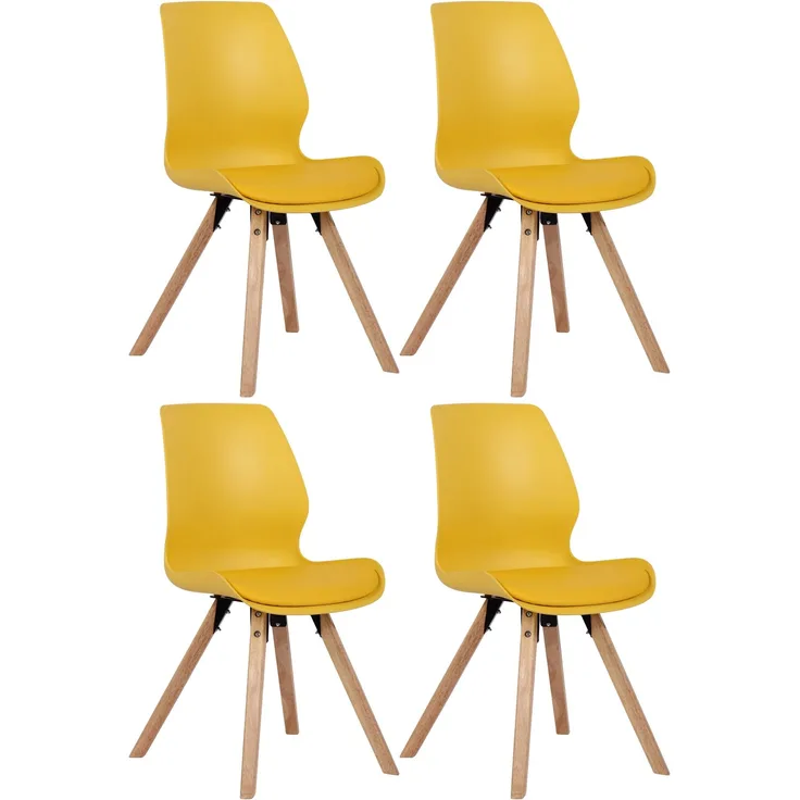 CLP 4er Set Stuhl Luna Kunststoff Stoff Samt Kunstleder,gelb Kunststoff