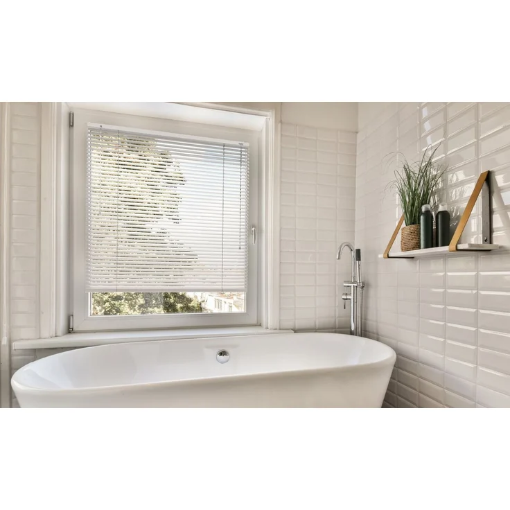 Sonello Jalousie Klemmfix ohne u. mit Bohren 35cm x 130cm Weiß Aluminium Jalousette, Klemmfix, Inkl. Halterung für Decken- u. Wandmontage Alu Jalousie Fenster u. Tür, Blickdicht freihängend – Bild 4