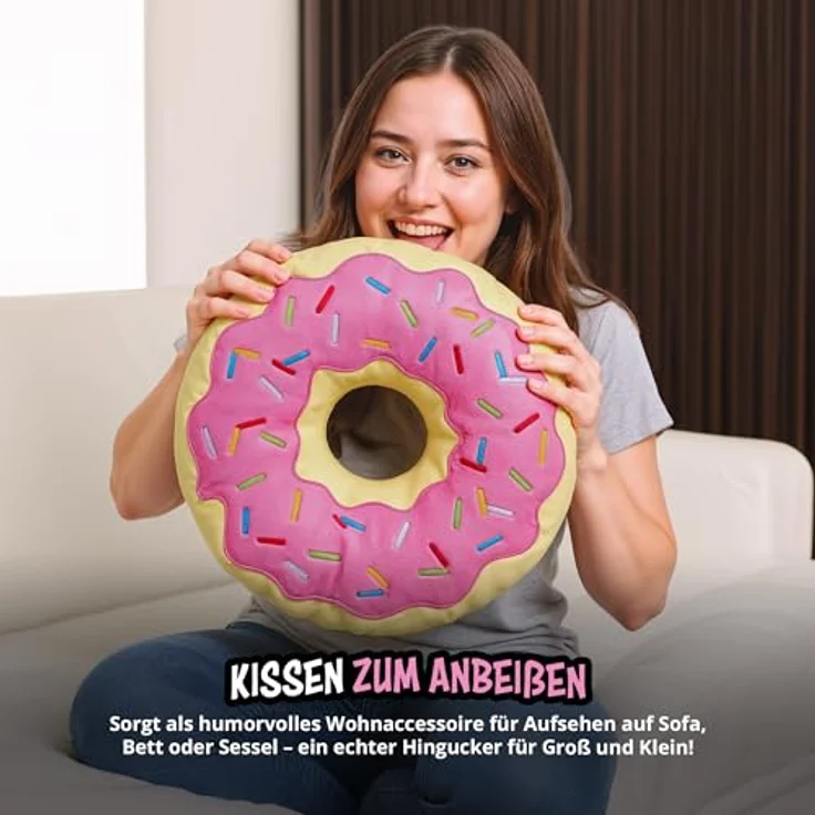 United Labels® Dekokissen Donut Kissen Plüsch Dekokissen Zierkissen rundes Kopfkissen 40 cm – Bild 4