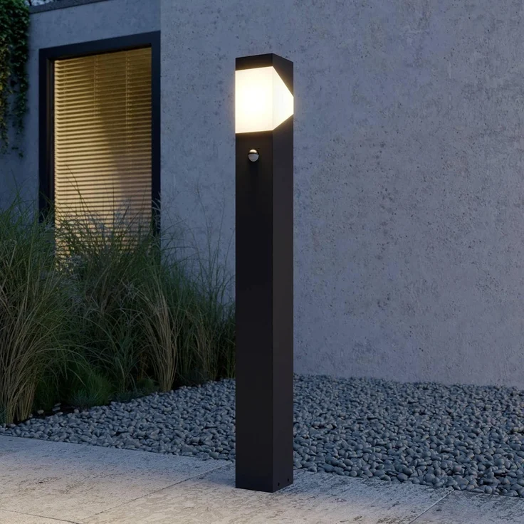 Lucande Außen-Stehlampe Kiran, Metall, Schwarz IP44mit Bewegungsmelder, 1 x 40 W – Bild 2