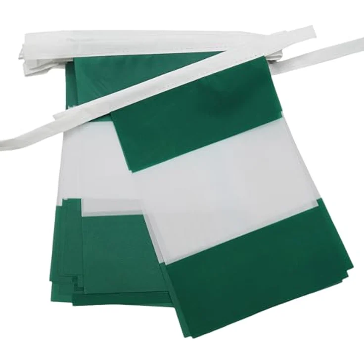 AZ FLAG - Fahnenkette Nigeria 6 Meter Mit 20 Flaggen - 21x14 cm - Nigerianische Girlande Flaggenkette 14 x 21 cm – Bild 1