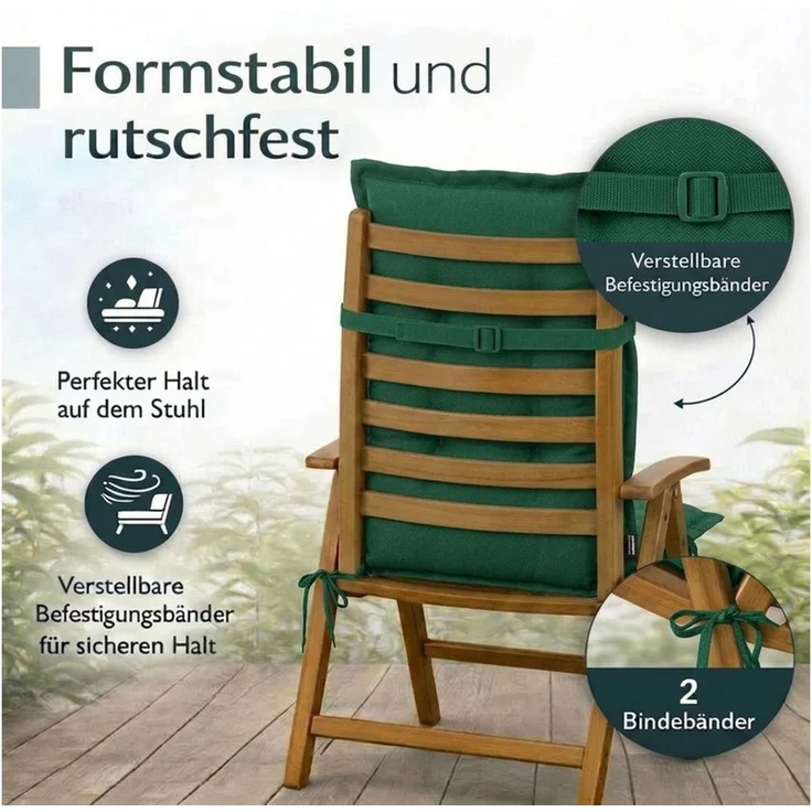 BURI Hochlehnerauflage Hochlehner Auflagen Sitzkissen Polster für Sessel Gartenstuhl Kissen, (4 St) – Bild 3