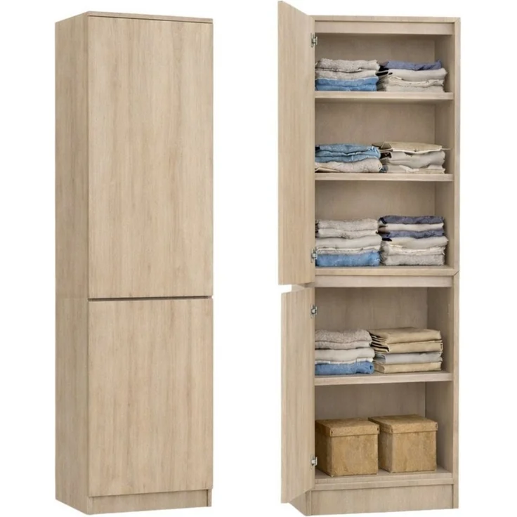 Home Collective Kleiderschrank Garderobenschrank Mehrzweckschrank Schrank platzsparend & vielseitig (50x40x180,5 cm (BxTxH), ideal für Schlafzimmer Flur & Arbeitszimmer) mit 2 Türig & 5 Einlegeböden in sonoma – Bild 5