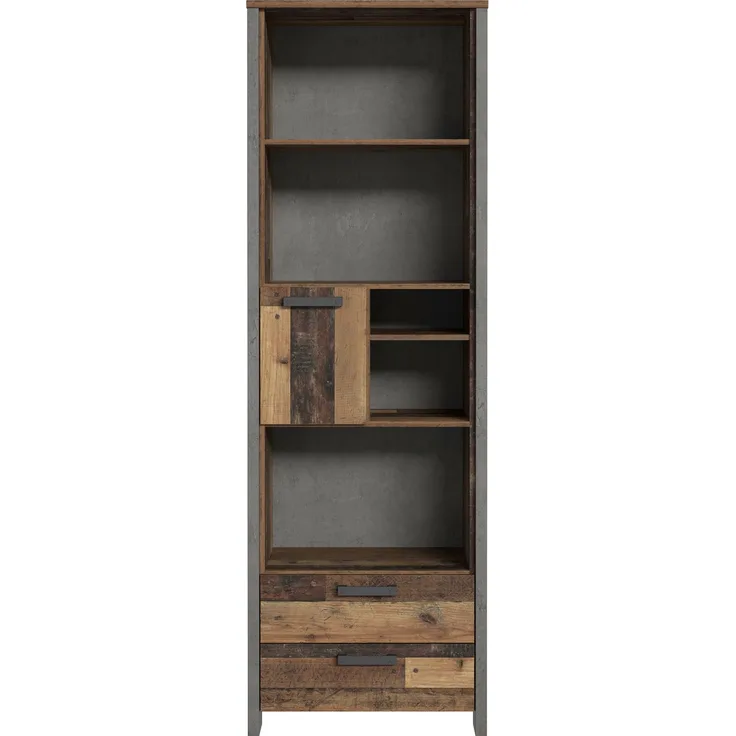 FORTE Clif Regal, Holzwerkstoff, Grau/Braun, 67 x 204,7 x 41,6 cm