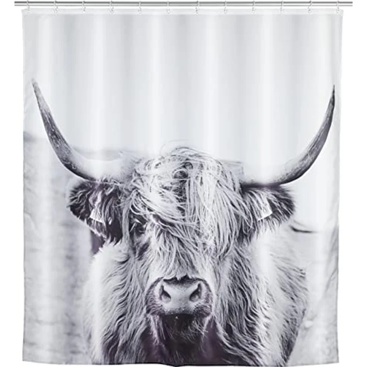 WENKO YAK Duschvorhang 180 x 200 cm, Weiß/Grau – Bild 2
