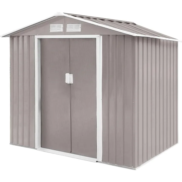 HATTORO S100 XL Metall Gartenhaus, Geräteschuppen,Hellgrau, 213 × 127 × 185 cm