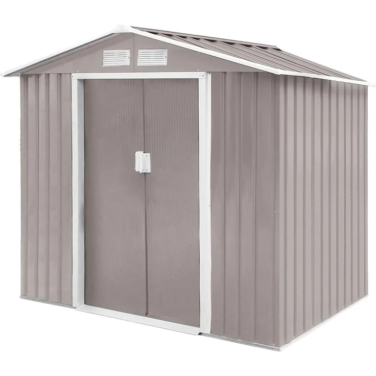 HATTORO S100 XL Metall Gartenhaus, Geräteschuppen,Hellgrau, 213 × 127 × 185 cm
