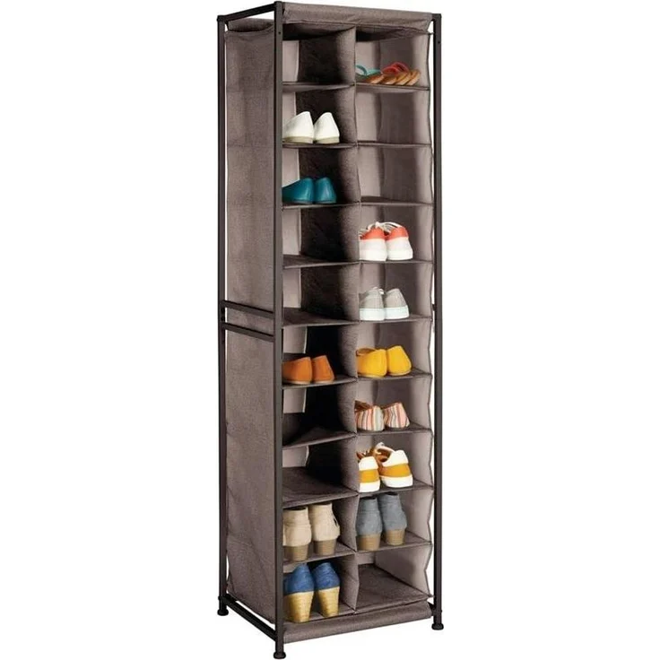 Schuhregal Schuhschrank Schuhablage Metallrahmen mDesign 20 Fächer dunkelbraun – Bild 9