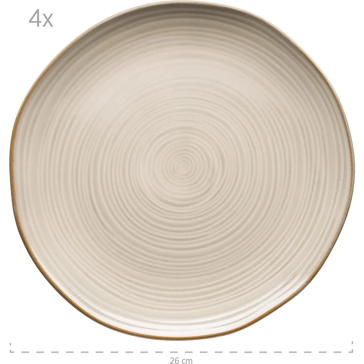 Mäser 931371 Nottingham Vintage Tafel-Service für 4 Personen mit Speiseteller und Suppenteller im Retro-Look, Steinzeug, beige, 8-teilig (1 Set) – Bild 6
