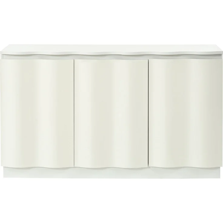 Sideboard 120 x 39,5 x 69,5 cm aus Spanplatte, Weiß matt, mit 3 Türen und App-gesteuerter LED-Beleuchtung – Bild 10