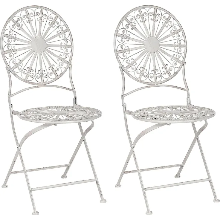 Beliani 'SCAFA' Gartenstuhl 2er Set, Metall weiß