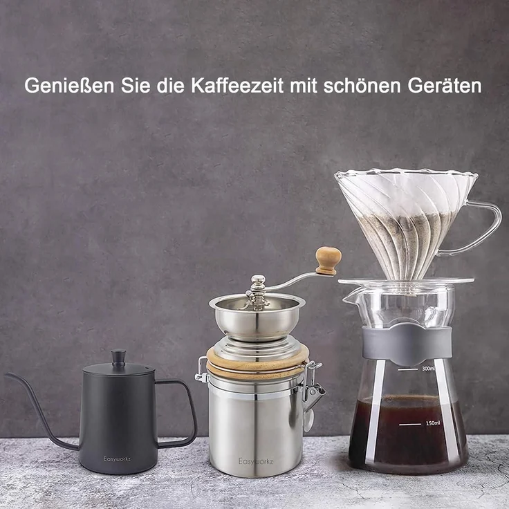 Easyworkz Manuelle Kaffeemühle Edelstahl Einstellbar Espresso Silber – Bild 7