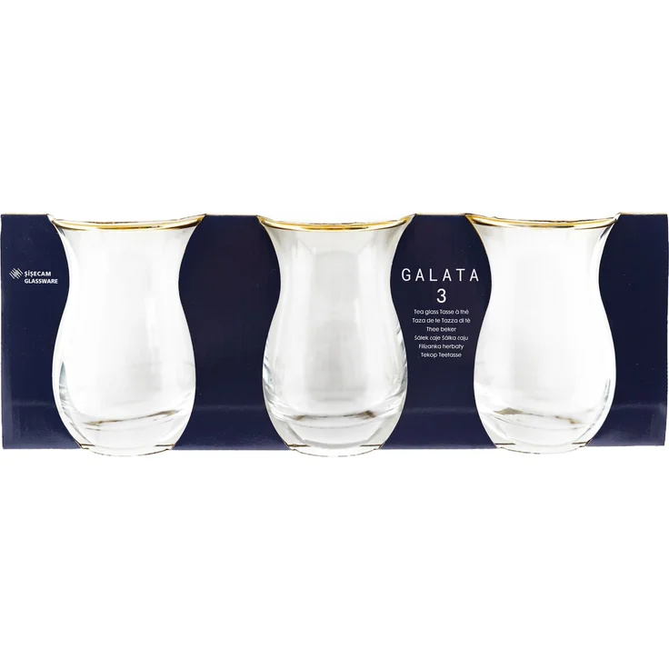 3 Teiliges Teegläser Set transparent mit Goldumrandung 175 ml aus Glas – Bild 6