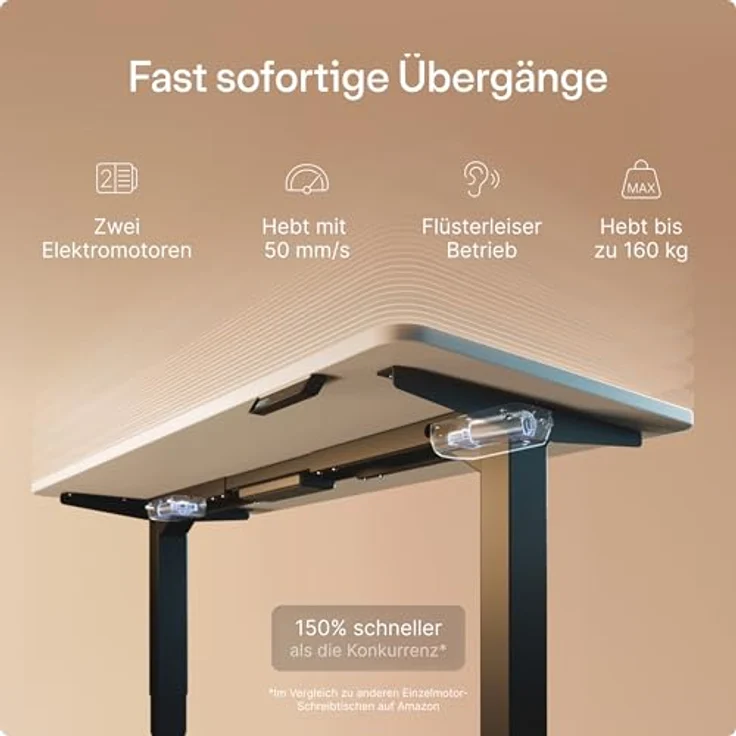 Höhenverstellbarer Schreibtisch - Höhenverstellbar Elektrisch mit Flüsterleisem Dual-Motor & Touchscreen - Hohe Tragfähigkeit - Stehtisch von Desktronic, Schwarz + Weiß, 200x80 cm – Bild 4