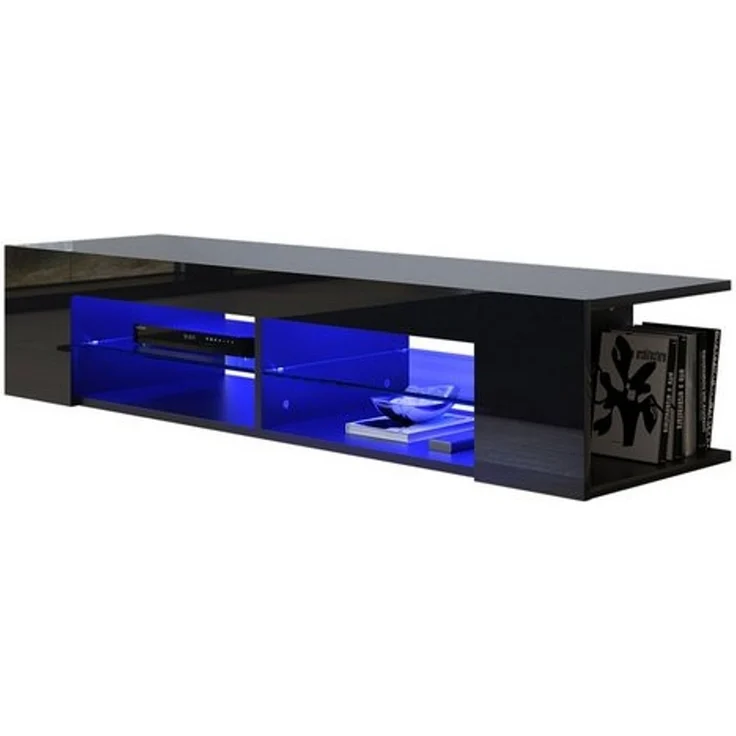 SONNI Lowboard TV Schrank schwarz mit 12 Led Farben Beleuchtung, TV – Bild 4