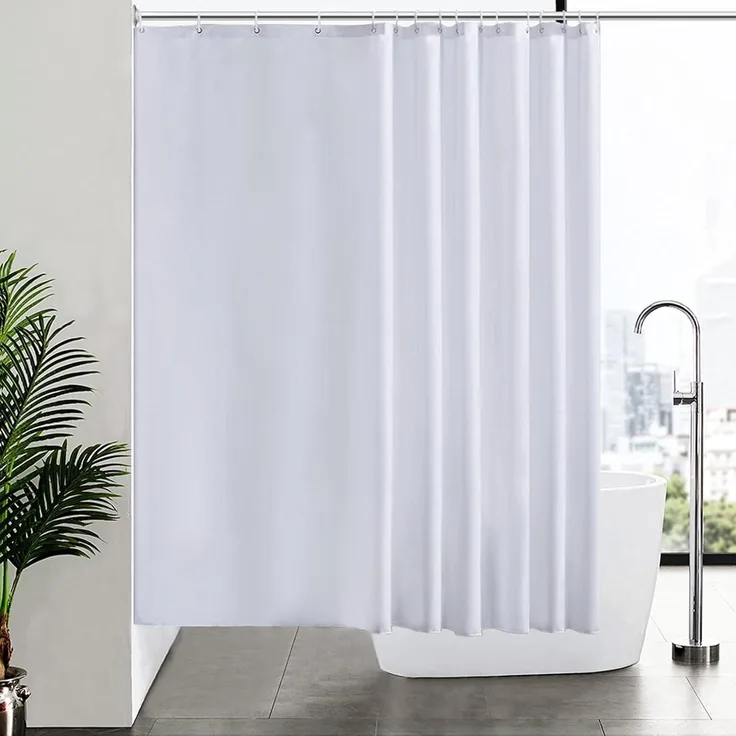 Duschvorhang Überlänge Anti-Schimmel Textil Weiß 240x180cm Antibakteriell
