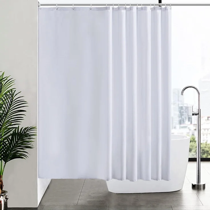 Duschvorhang Überlänge Anti-Schimmel Textil Weiß 240x180cm Antibakteriell – Bild 1