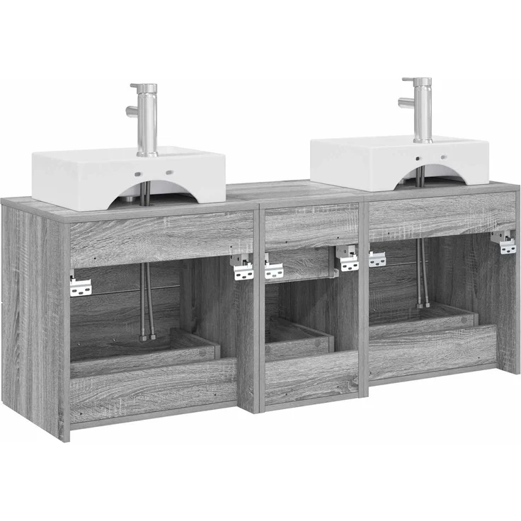 vidaXL Badezimmerschrank-Set 3 stk. Grau Sonoma 129 x 41 x 79,5 cm 3405848 – Bild 7
