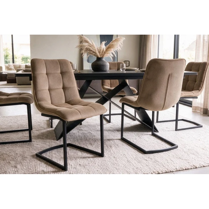 riess-ambiente Freischwinger MIAMI taupe/schwarz - Microfaser, Metall, Industrial, Ziersteppung (1 St), modern & strapazierfähig - ideal für Wohn- & Esszimmer od. Home Office – Bild 1