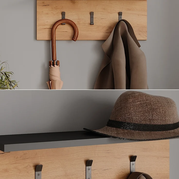 Garderobe mit Hutablage Orlando Anthrazit/Goldkraft Eiche 60 x 21.6 cm Vicco – Bild 4