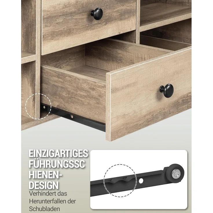 Couchtisch, höhenverstellbarer Wohnzimmertisch, Sofatisch, 2 Schubladen und Versteckter Stauraum, 50 x 100 x 47,3-61,3 cm, für Wohnzimmer, Esszimmer, Büro, Kamelbraun-Schwarz – Bild 6
