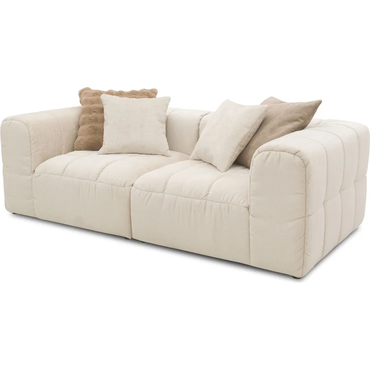 DOMO. collection Sofa 800 019, 2-Sitzer Couch mit Taschenfederkern und gepolsterter Rückenlehne, 2er Bigsofa, Polstergarnitur 113 x 220 x 72 cm (BxTxH), creme – Bild 5