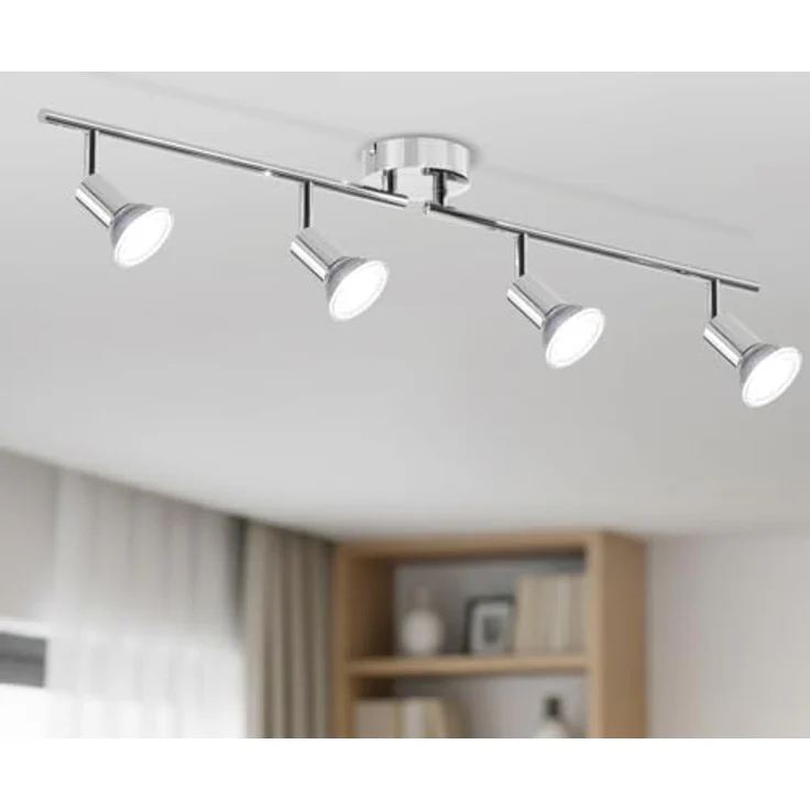LVWIT Deckenleuchte LED Spotleuchte 4 Flammig GU10 Modern Chrom Deckenspot Schwenkbar 350° Drehbar Küchelampe Spot Strahler Decke Wohnzimmer Schlafzimmer Deckenstrahler (Ohne Leuchenmittel) – Bild 2