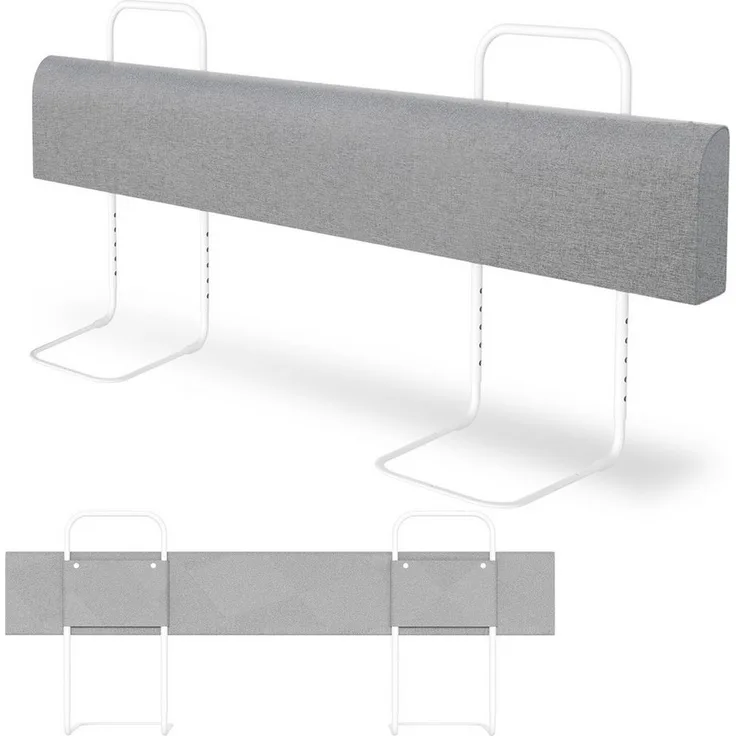 Clanmacy Bettschutzgitter Rausfallschutz Bett 5-Loch Höhenverstellbar Bettgitter 150cm (und strapazierfähigem Polyester Canvas Material 150-200cm), aus Metall