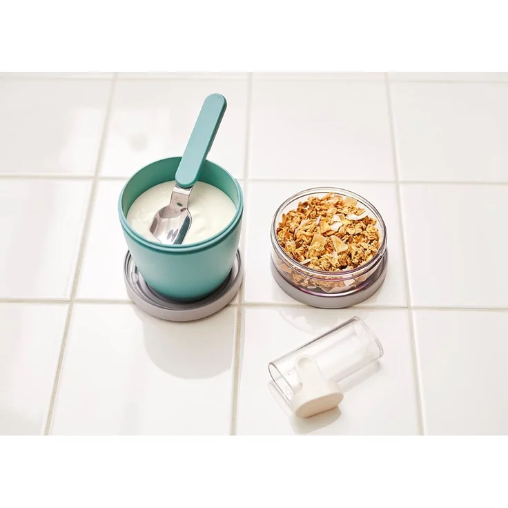 Mepal | Lunchpot Ellipse Mixed | Vivid Lilac + Nordic Blue | Müslibecher to go | Joghurt & Müsli getrennt | 500 ml + 200 ml | Gefrierschrank, Mikrowelle & Spülmaschine geeignet – Bild 9