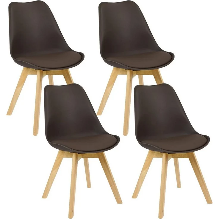 Woltu Esszimmerstuhl (Set, 4 St), Polsterstuhl Bezug Kunstleder, Massivholz – Bild 1