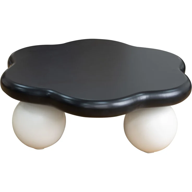 DESVIAE Couchtisch in Wolkenform mit runden Beinen Ø80x35 cm MDF Kunststoff Schwarz Weiß – Bild 6