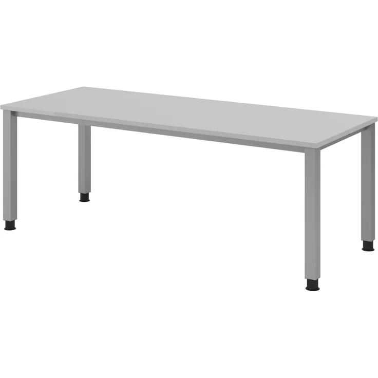 bümö manuell höhenverstellbarer Schreibtisch 200x80 cm in grau - PC Tisch höhenverstellbar & groß, höhenverstellbarer Tisch Büro, großer Computertisch verstellbar, QS-20-5 – Bild 1