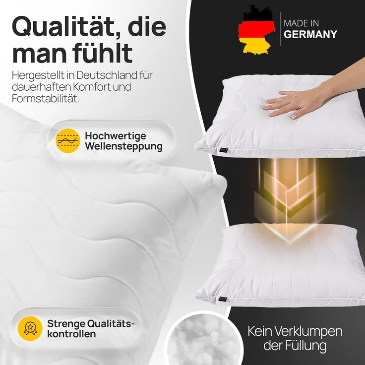 LILENO HOME Kissen 45x45 (1er Set) – 95 °C waschbar, Oeko-Tex & Made in DE – Allergiker Kopfkissen 45x45 für himmlischen Schlaf – Haut schmeichelndes & geruchsfreies Pillow – Bild 5