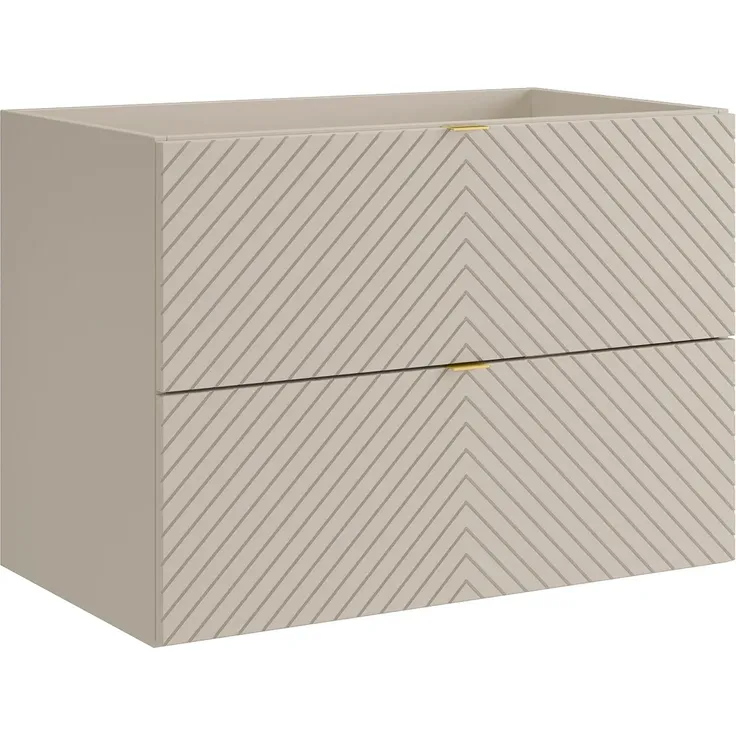 Vente-unique - Hängender Waschtischunterschrank Chevron-Muster - Farbe Beige - 80 cm - DORIONI