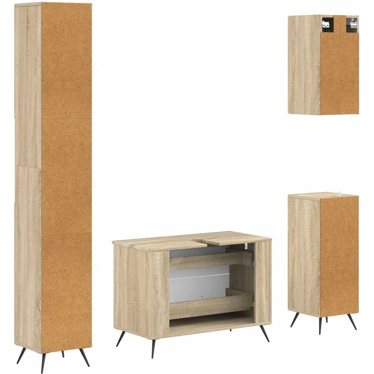 vidaXL 4-teiliges Badezimmer-Schrank-Set BREDA Sonoma-Eiche 3417965 – Bild 7