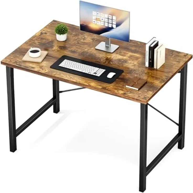Sweetcrispy Computer Small Office Desk 40 Inch Student Kids Study Writing Work mit Kopfhörerhaken & Aufbewahrungstasche Modern Simple PC Home Bedroom Table, Rost, 101cm